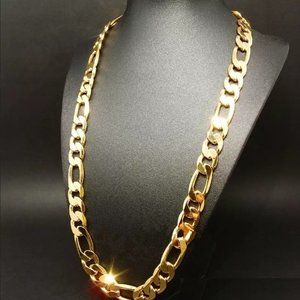 Mens 30" 14K Gold Figaro Chain Link Necklace 14 Karat Guys Thick Silver Jewelry